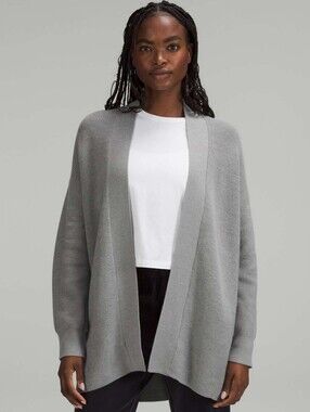 Lululemon Merino Wool-Blend Ribbed Long Wrap Cardigan  Sweater Size 8